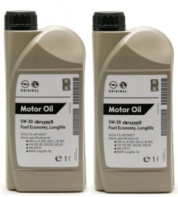 Original GM Genuine Opel 5W-30 dexos2 Longlife 1942000 Motoröl 2x 1l = 2 Liter