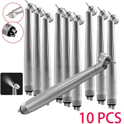 10Pcs LED Dental High Speed Handpiece 45 Degree Fiber Optic E-generator 4-hole