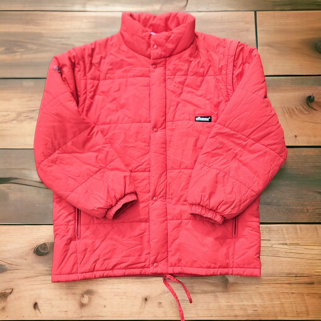 Effemme giacca imbottita uomo rossa Vintage 70S smanicabile taglia