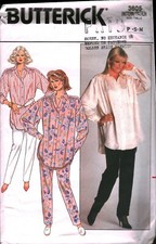 3605 Vintage Butterick SEWING Pattern Misses 1980s Loose Pullover Top Pants FF