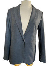 Ann Taylor Blazer Jacket Womens 6 Gray Lined Herringbone 1 button Office Career