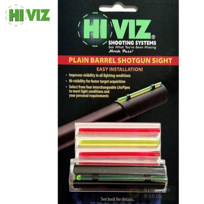 HiViz SHOTGUN SIGHT 12 16 20 Gauge Plain Barrel Snap-On 4 Pipes MPB FAST SHIP