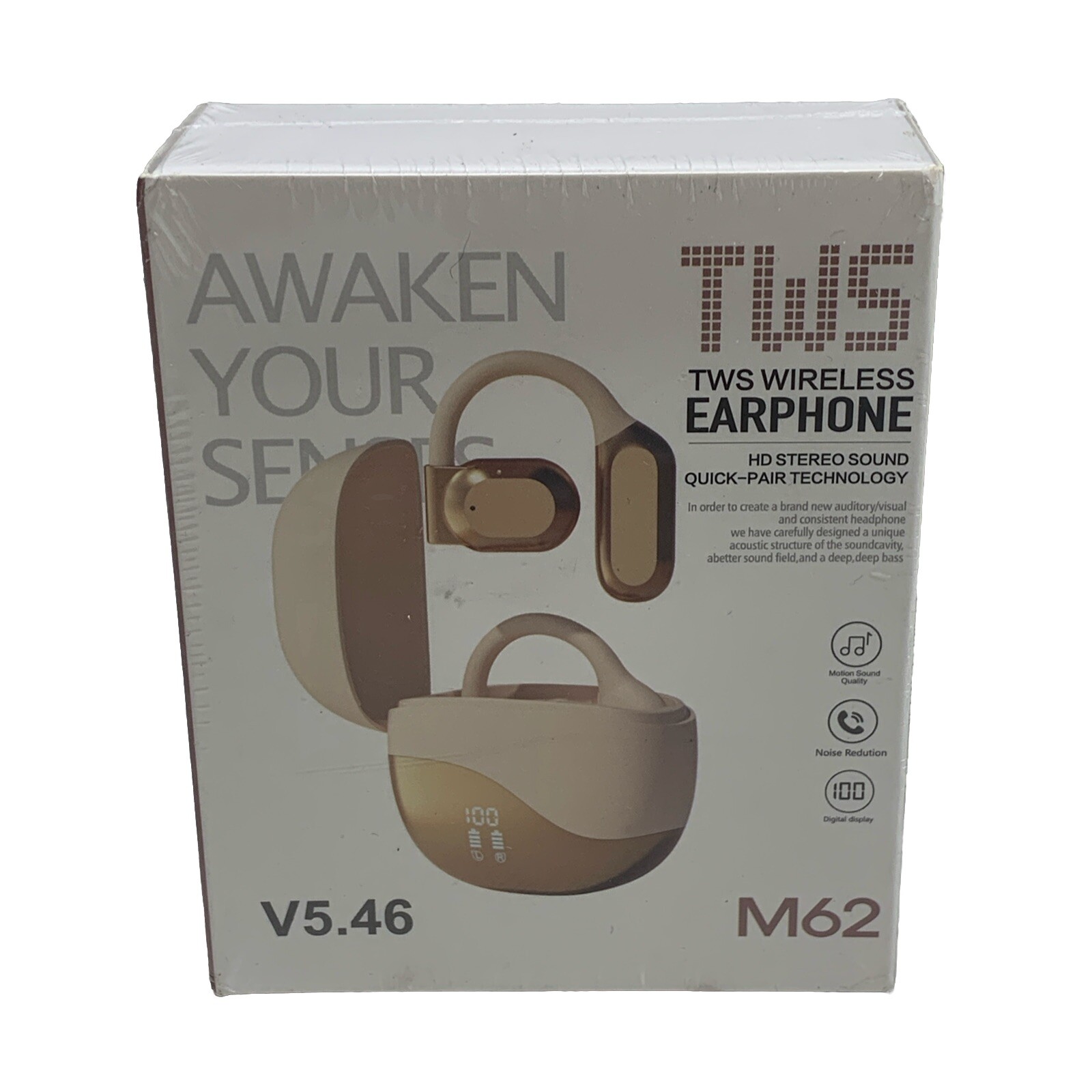 Open Ear Wireless Earbuds with Air Conduction & Earhooks in Yellow-image