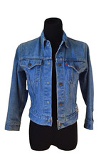Vintage LEVIS Jean Jacket Blue Denim Children's Size 19 or Womens S Cropped fit