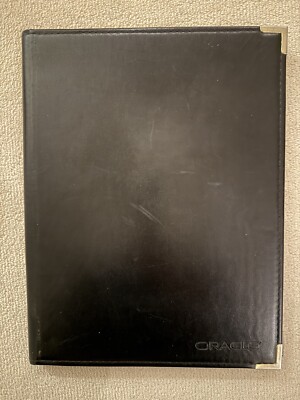 Vintage Deluxe Designer Schwarz Kunstleder Portfolio Organizer Etui mit Orakel
