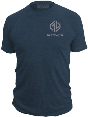 GYM LIFE  ICON Mens Athletic T-Shirt Workout Exercise Fitness Shirts, Navy Blue