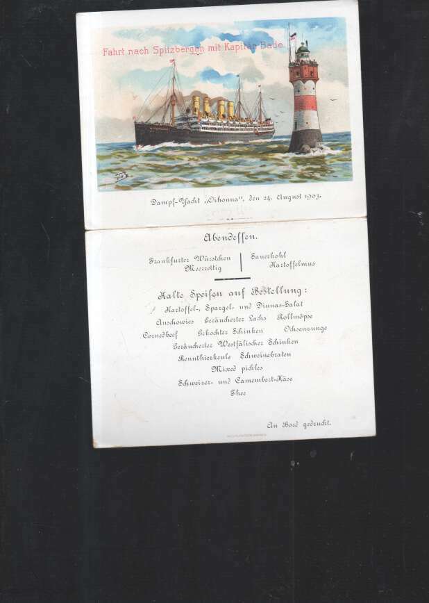 Details zu  n16286 Spitzbergen,  Ansichtskarte mit anhängender Speisekarte 1903 von Kapitän Neue große Deals
