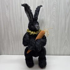 OOAK Sheryl Wells German Mohair 25" Primitive Hare with Carrot "Midnight Snack"