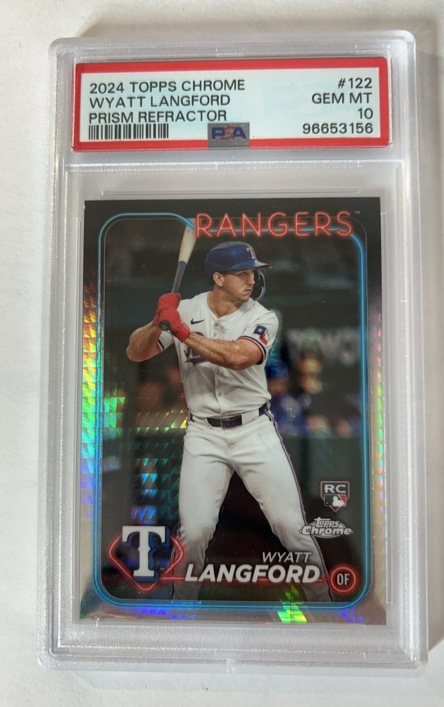 2024 TOPPS CHROME WYATT LANGFORD PRISM REFRACTOR ROOKIE #122 PSA 10 GEM MINT RC