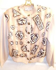 St. John Collection Ecru Light Weight Wool  Silk Dressy Jacket Sz M 