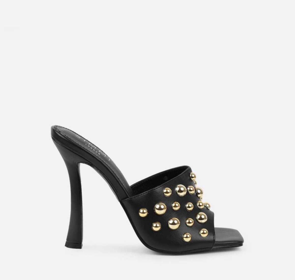 OPALLE BLACK HEELED MULES WITH SILVER STUDS UK