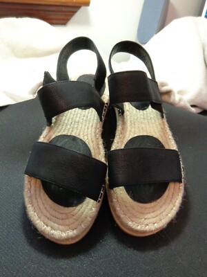 NWT Eileen Fisher Women Strappy Flat Sandals Sz 8.5 Black New With Tags