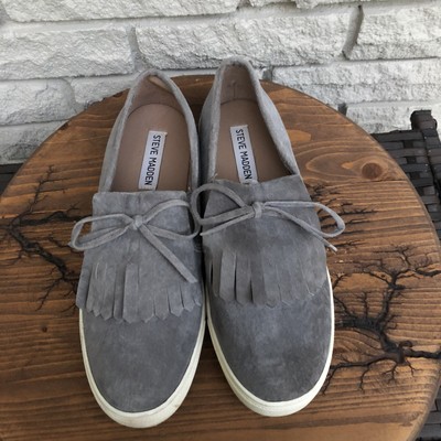 steve madden gray suede slip ons