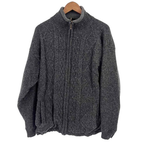 Carraig Donn Zip Front Wool Irish Fisherman Sweater Jacket L/XL Gray | eBay