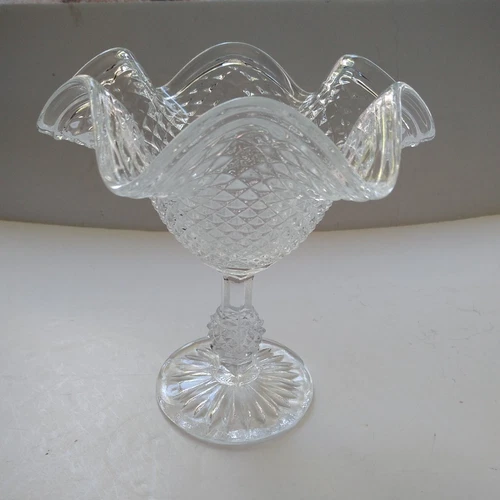 Vintage Westmoreland ENGLISH HOBNAIL CLEAR CRIMPED COMPOTE Ice cream 4 available