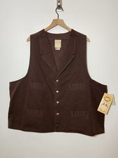 NWT Wah Maker Mens Canvas Vest Brown Western Cowboy Frontier Made USA Sz 3X