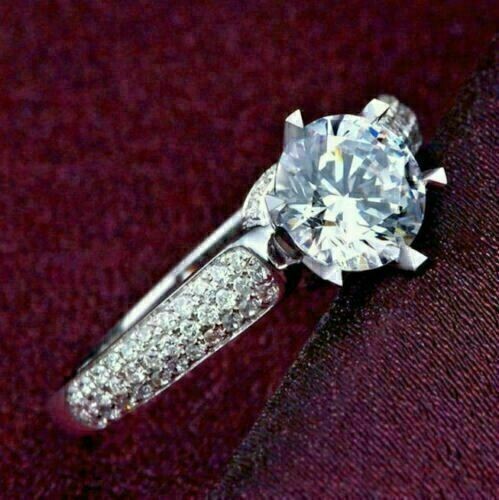 2 Ct Lab-Created Diamond Designer Wedding Ring – 14K White Gold Finish – Sterling Silver