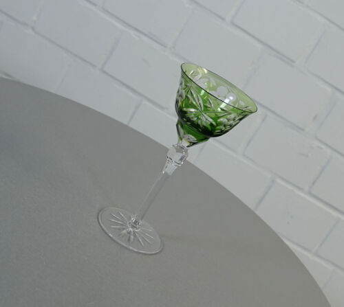 Kristall Kelch Traube Bleikristall Römer Weinrömer Überfang Glas Grün 60er Jahre - Bild 1 von 8