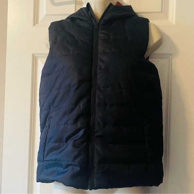 DIP Puffer Vest with Hood Youth XL Dark Blue Lined Pockets Full Zip
