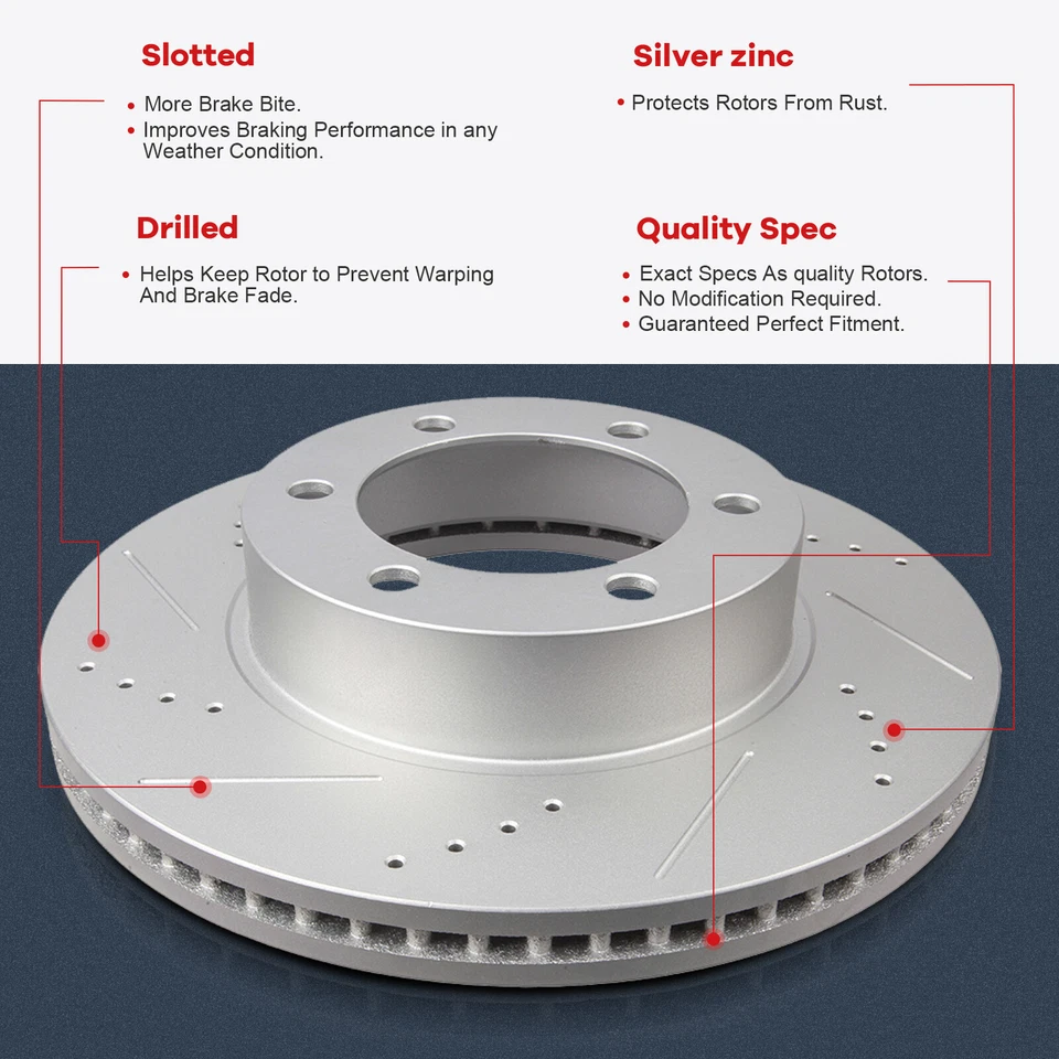 FOR TOYOTA SEQUOIA 2000-2006 TOYOTA TUNDRA FRONT BRAKE ROTORS AND CERAMIC PADS Foto 2 de 4