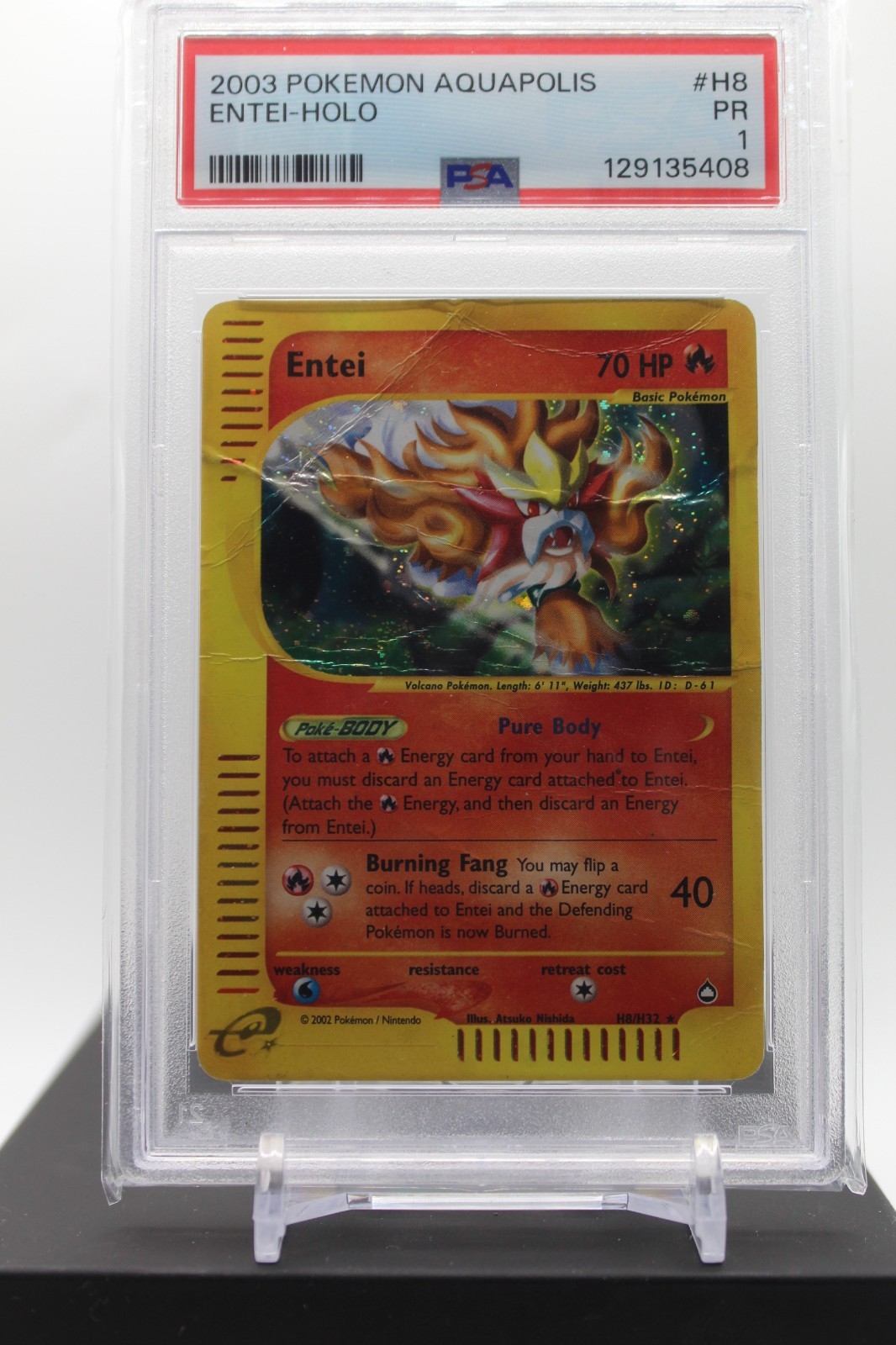 LOW POP - PSA 1 - ENTEI H8 HOLO - 2003 POKEMON AQUAPOLIS