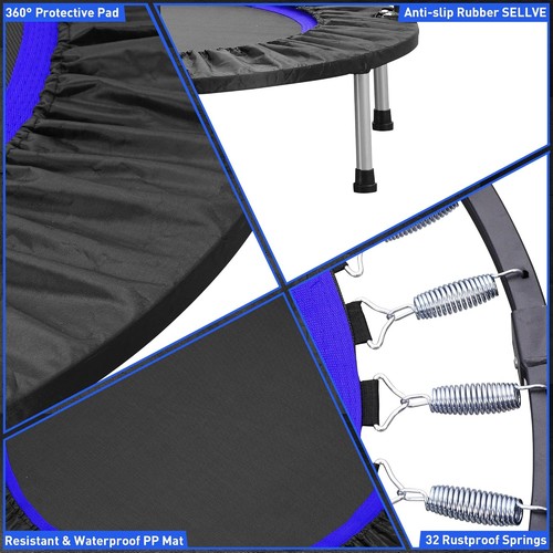 40" 48" Mini Trampoline Adults & Kids Exercise Rebounder W/ Adjustable Bar - Picture 2 of 10