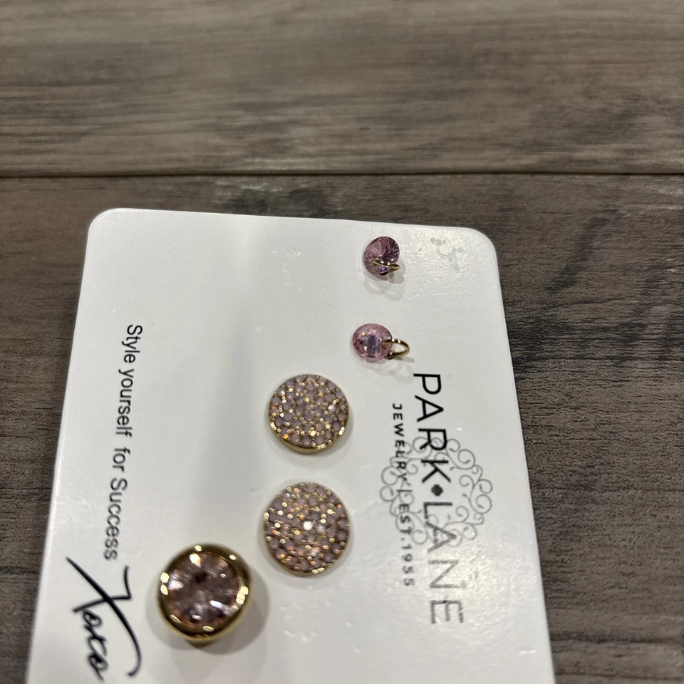 Park Lane Earrings 3 Pairs Gold And Pink Rhinestones  - Изображение 3 из 4