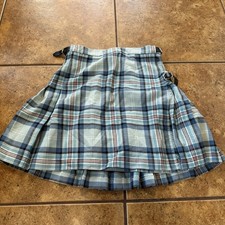 Lochcarron 100 New Wool Made In Scotland Plaid Authentic Kilt Size 10 Blue