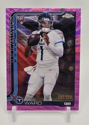 2025 Topps Chrome Cam Ward RC Pink Wave Refractor #/250 Titans Rookie