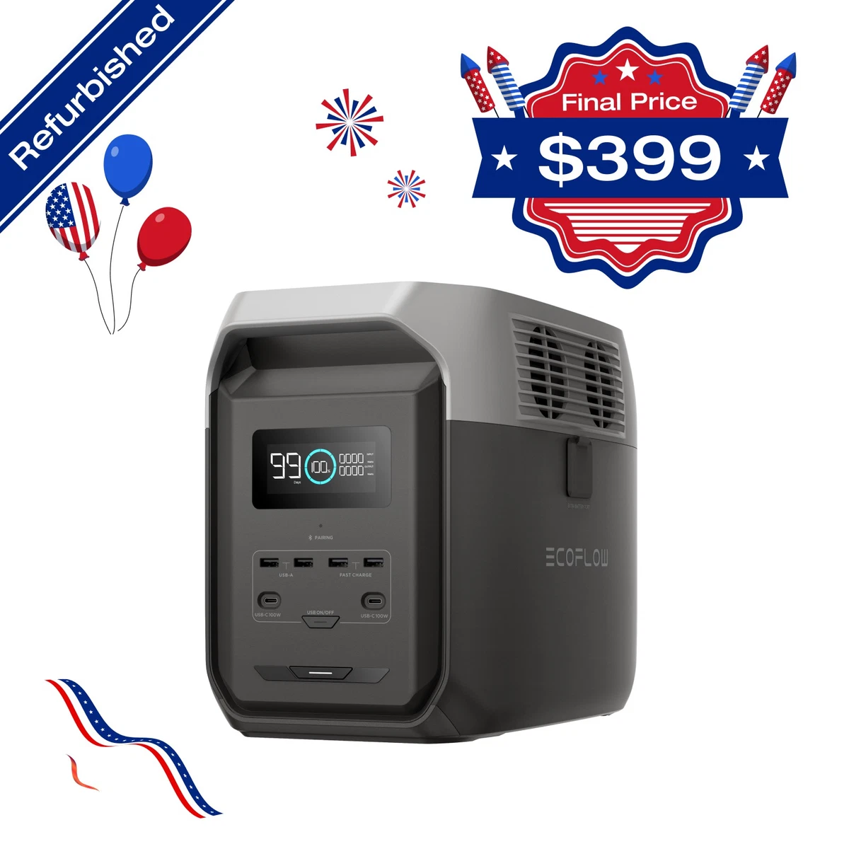 EcoFlow DELTA 3 1500 1536Wh Portable Power Station LFP Battery