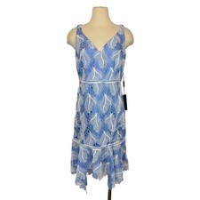 Elie Tahari Mariya Lace Midi Dress in Cornflower Floral White/Blue US 8 NWT