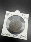 1847 Large Cent, Braided Hair VF Details — photo 3