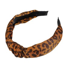 Orange Leopard Pattern Headband Knotted NonSlip Elastic Wide Hair Accessory