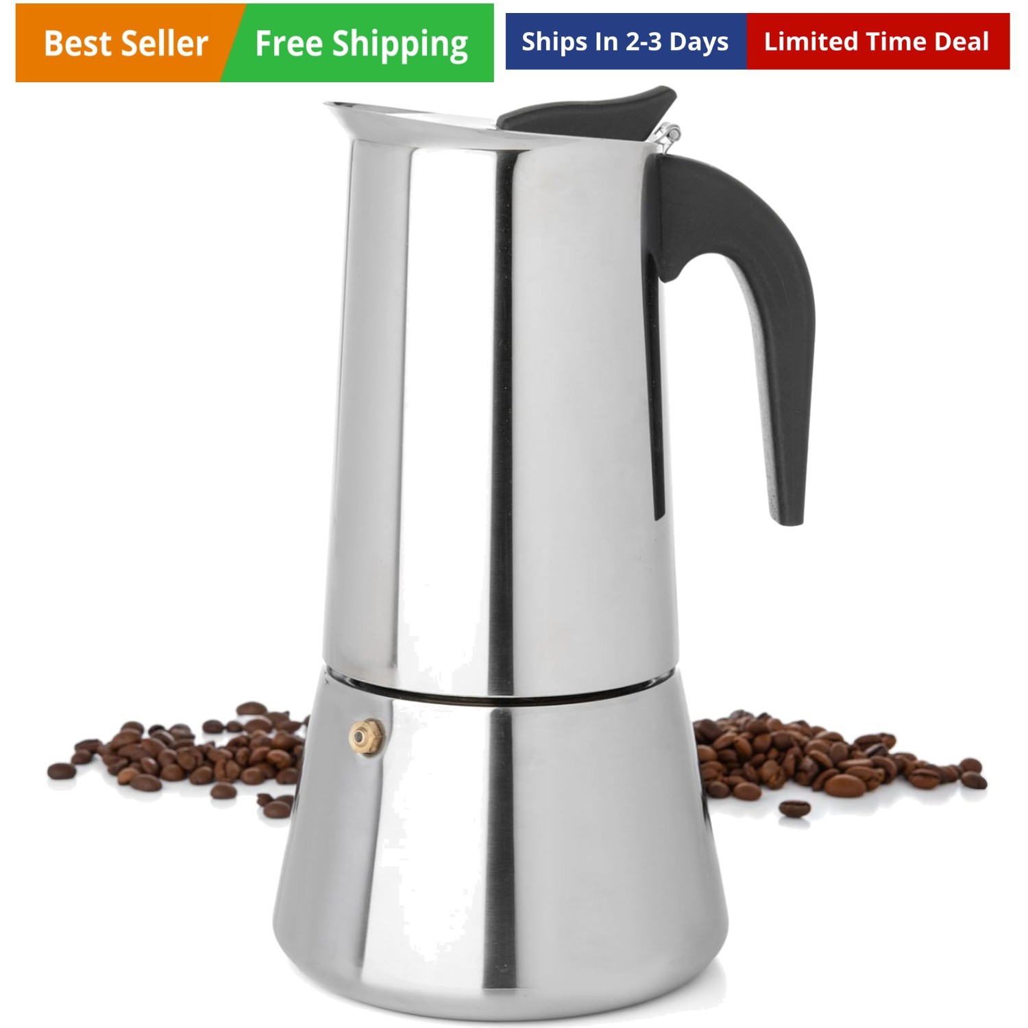 12 Cup Greca Stovetop Espresso Pot 600ml/20oz, Moka Pot with Coffee Percolato...