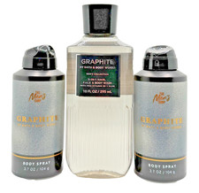 NEW Bath Body Works Mix Lot of 3 Bottles Mens Graphite Body Spray Cologne Wash