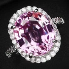 Opulent Rose Pink Sapphire 8.40Ct 925 Sterling Silver White Gold Rings Size 7.25