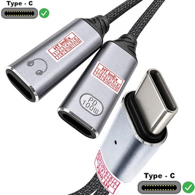 USB-C Splitter Y Adapter Kopfhörer und Laden PD 100W für Xiaomi Redmi K Pad