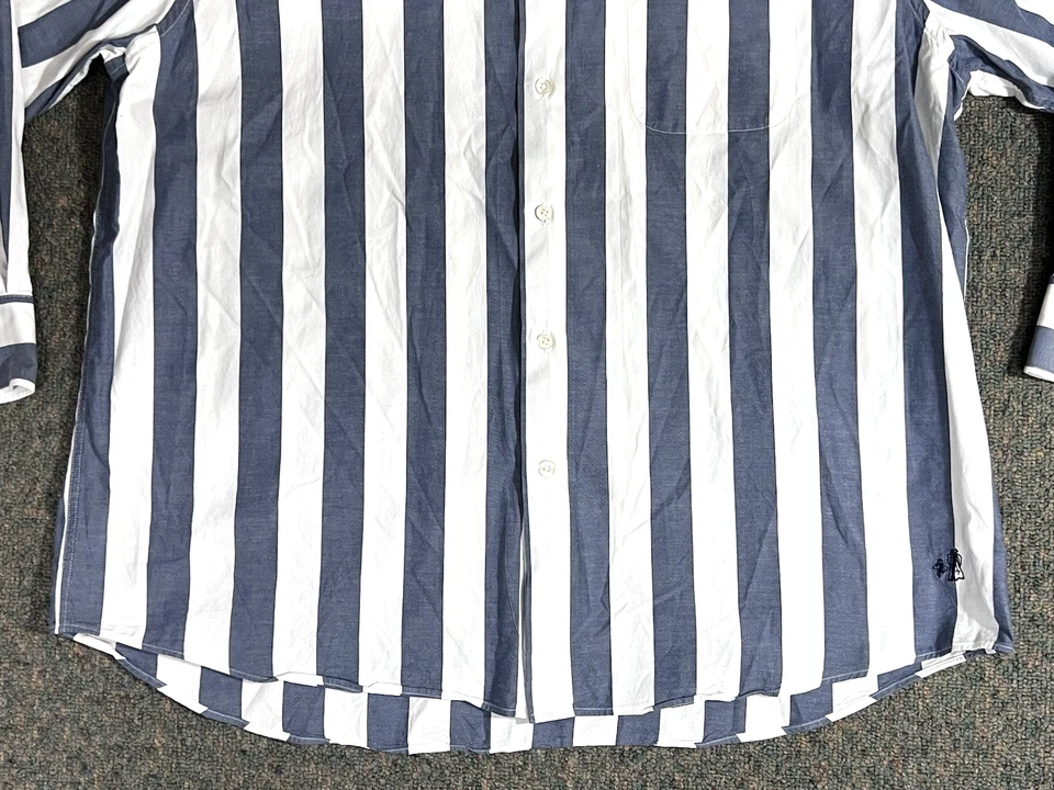 J. Peterman Button Up Shirt Men's Size XL Blue/White Striped Long Sleeve Cotton - Image 4 of 4