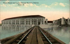 Joliet IL Power House n Locks Chicago Sanitary District Train Track Building