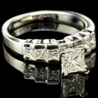 Princess Cut 2.60Ct Diamond Engagement Ring Solid 14ct White Gold in Size K 1/2