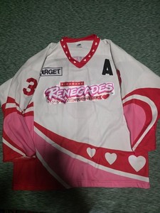 Richmond Renegades Wetherill #3 Hockey Jersey White/Pink/Red Target Patch