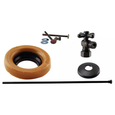 1/2 In. Nominal Compression Cross Handle Angle Stop Toilet Installation Kit in O