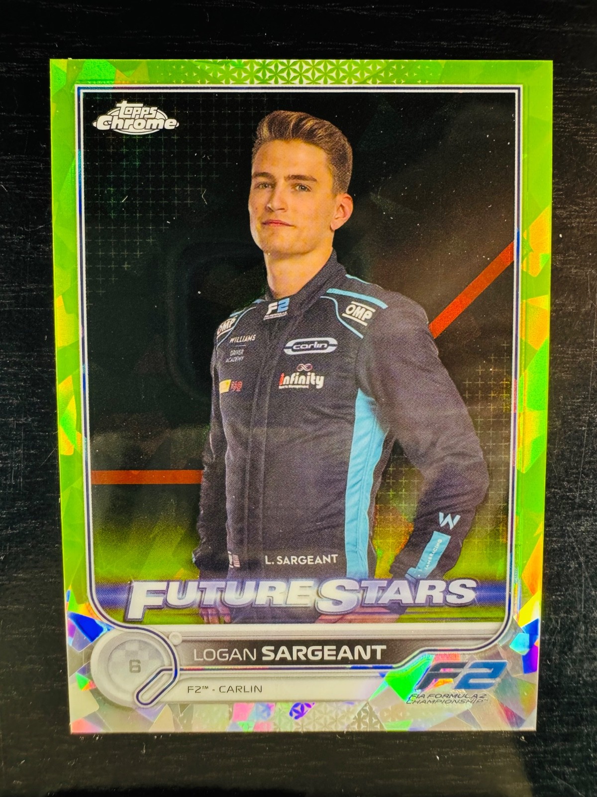 2022 Logan Sargeant Chartreuse 132/199 Sapphire Topps Chrome #82 F1 Formula 1