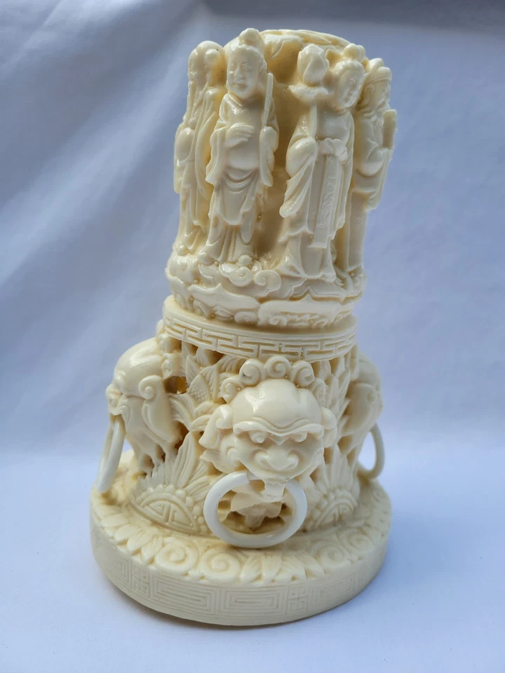 Vintage Chinese Hand Carved Resin 8’ Buddha Super Detailed - Image 3 of 4