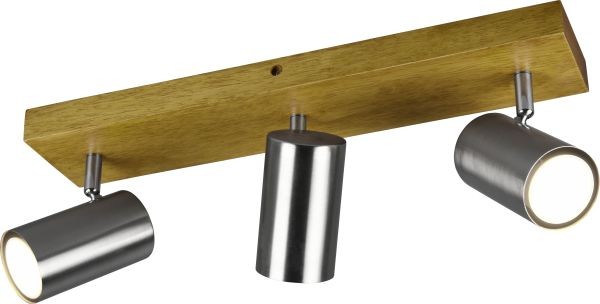 Trio Leuchten 3Er Spot Marley GU10, Nickel Matt, Holzfarbig Deckenlampen-image