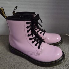 Dr. Doc Martens 1460J YOUTH Kids Pink Patent Leather Combat Ankle Boots Sz 2
