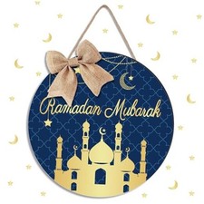 Ramadan Door Sign for Front Door Ramadan Kareem Hanger Wreaths Eid Mubarak