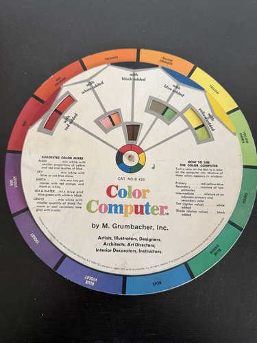 Vintage Grumbacher Color Computer Wheel Artist Color Mixing Tool 1972