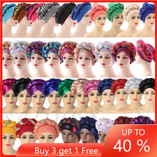 African Muslim Women Braid Hijabs Turban Cap Headscarf Wrap Hair Loss Bonnet Hat