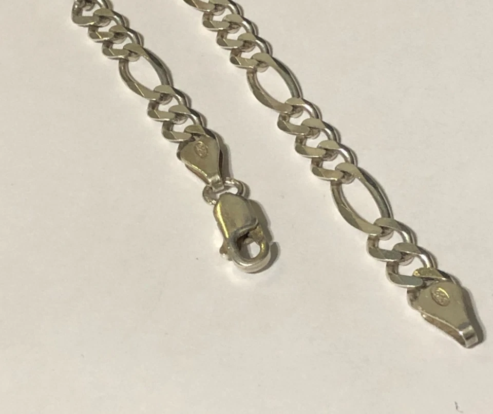 Pulseira de prata esterlina FIGARO 8,5 polegadas SÓLIDA 925 5mm LARGURA real genuína 925 Reino Unido - Imagem 2 de 2